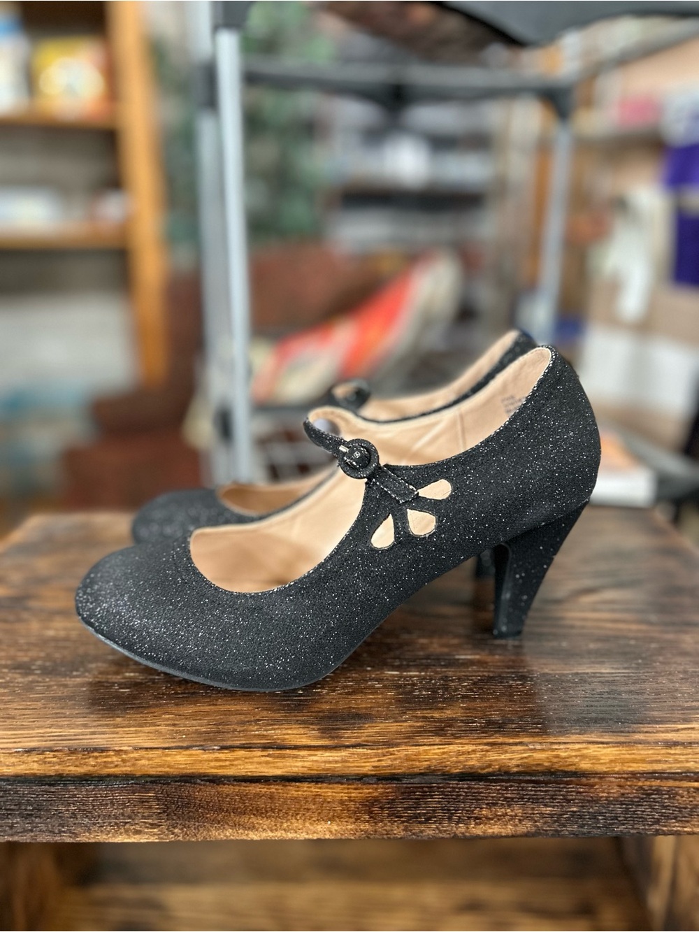 J.Adams Black Glitter Mary Jane Pumps Size 8 New